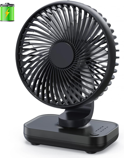 Aluan Small Desk Fan, Quiet Portable Fan, Rechargeable Battery Operated Personal Fan For Home Office Bedroom Desktop Table