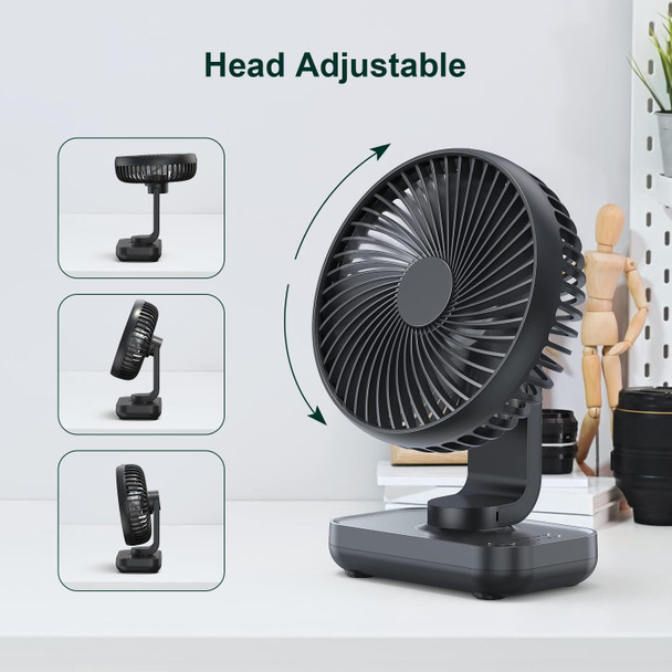 Aluan Small Desk Fan, Quiet Portable Fan, Rechargeable Battery Operated Personal Fan For Home Office Bedroom Desktop Table