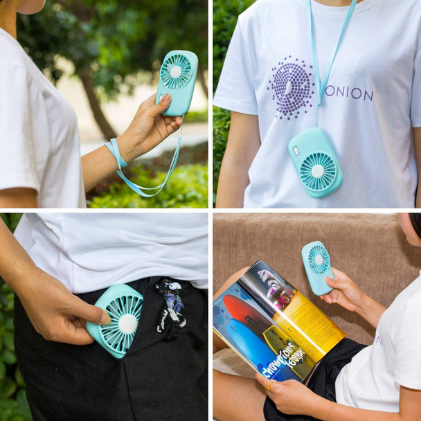 Aluan Handheld Fan + HandsFree Neck Fan With Lanyard, Rechargeable Battery Operated, Perfect For Makeup Or Travel