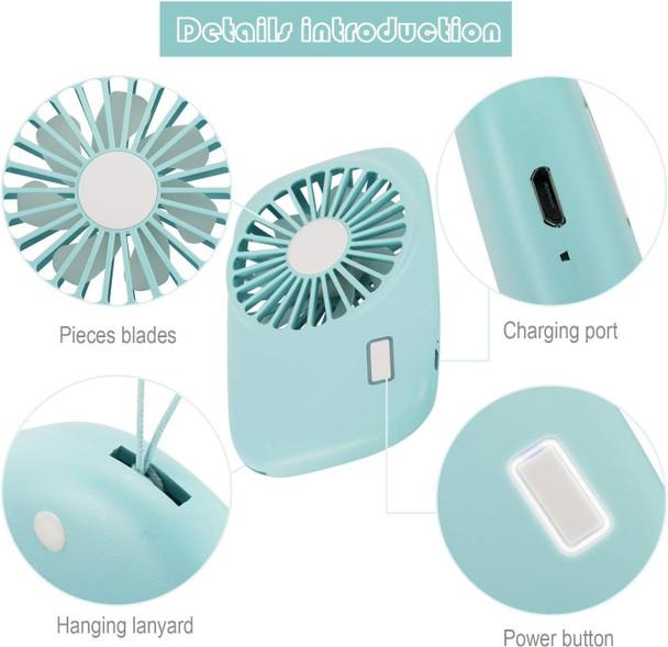 Aluan Handheld Fan + HandsFree Neck Fan With Lanyard, Rechargeable Battery Operated, Perfect For Makeup Or Travel