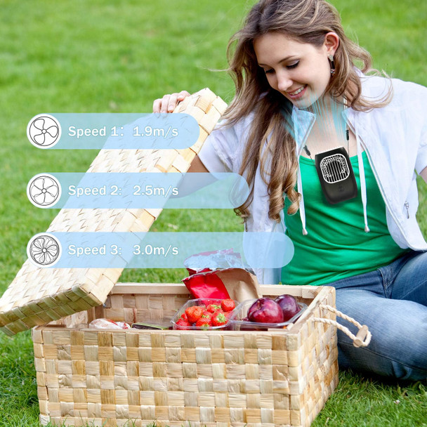 Aluan Hanging Neck Fan Portable Rechargeable Lash Fan, Mini Personal Necklace Fan With Adjustable Lanyard And Bracket, Battery