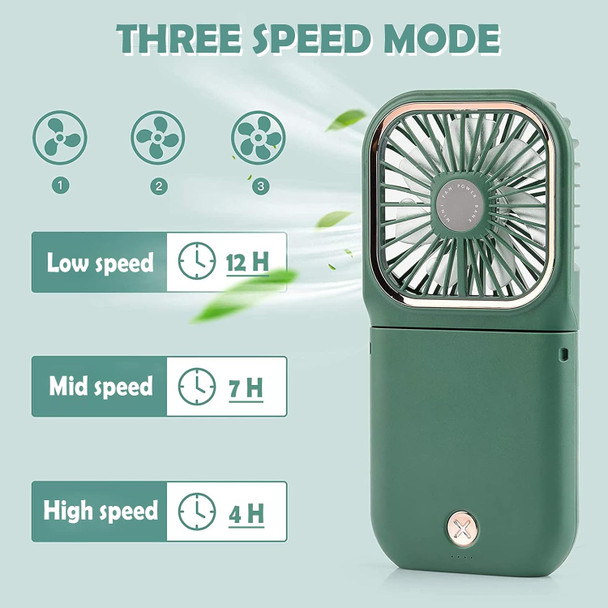 Handheld Fan, Portable Fan With Power Bank, 3000Mah Usb Rechargeable Mini Portable Fan, Quiet Desk Fan With Cell Phone Stand