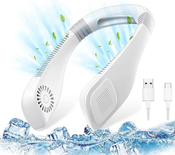 Amovo Portable Fan Usb Neck Fans Hands Free Personal Fan Bladeless Mini Fan, 2000Mah Battery Rechargeable, Adjustable 3 Speed