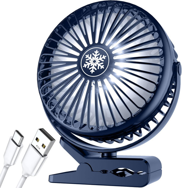 10000Mah Portable Fan Rechargeable, Battery Operated Desk Clip On With Led Light, 3 Modes 360 Rotation Personal Usb Small