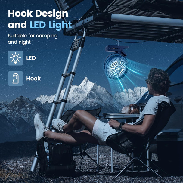10000Mah Portable Fan Rechargeable, Battery Operated Desk Clip On With Led Light, 3 Modes 360 Rotation Personal Usb Small