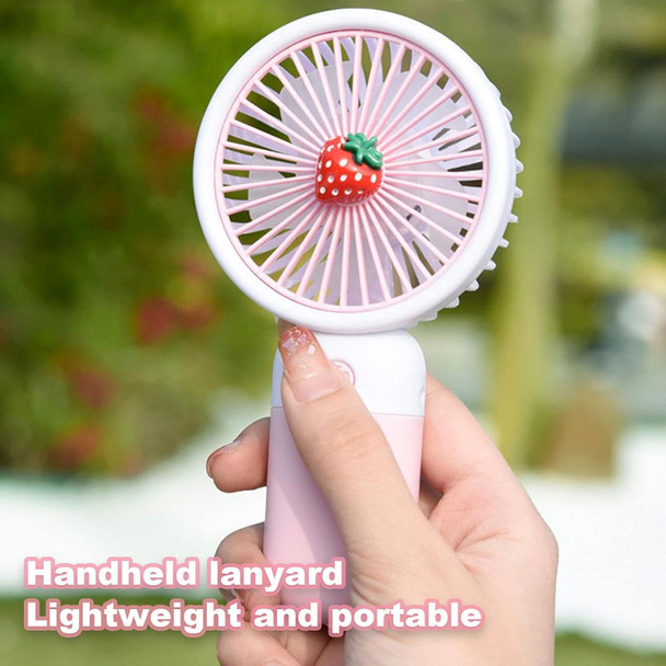 Mini Handheld Fan, Usb Rechargeable Cartoon Strawberry Look Portable Fan With Removable Base For Home Office Outdoor