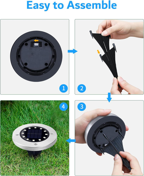 Biling Solar Outdoor Lights 12 Pack, Bright 12 Leds Solar Ground Lights Waterproof, Flat Pathway Lights Solar Powered For Yard