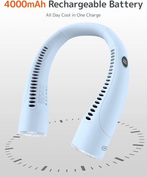 Cafele Personal Neck Fan Fit For Large Neck] Adjustable Bladeless Neck Fan, 17 Hours Max Operated Cooling Neck Fan, Usb Recharge