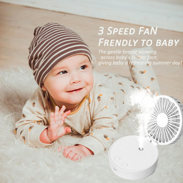 Portable Desk Fan, Handheld Spray Folding Fans With Color Changing Light, 2000Mah Battery Powered Mini Hanging Neck Fan