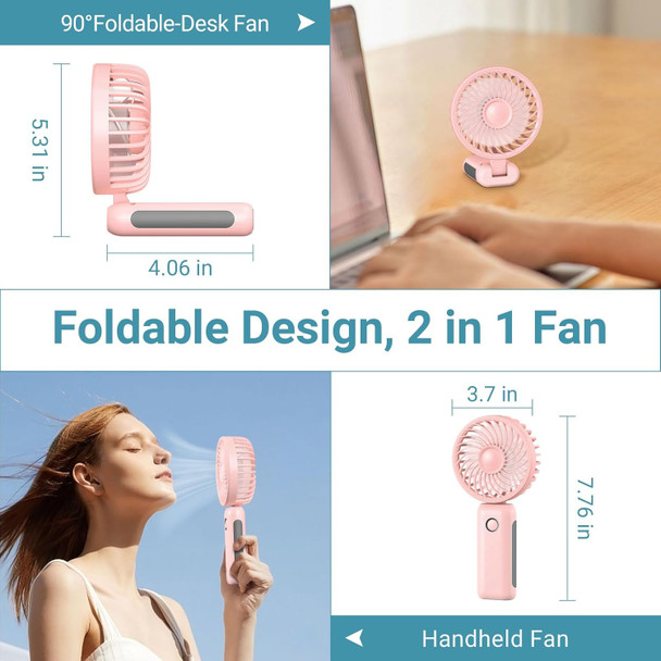 Civpower Mini Handheld Portable Fan, Foldable Hand Fan, Small Usb Rechargeable Fan With 4000Mah Battery And 3 Adjustable Speeds