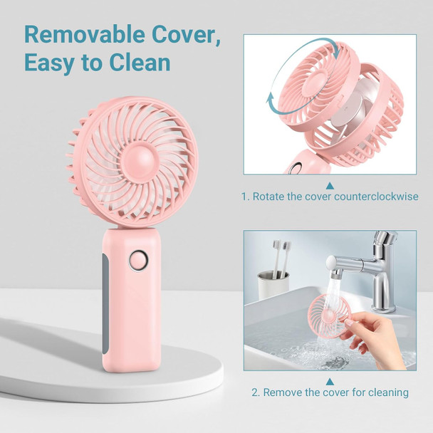 Civpower Mini Handheld Portable Fan, Foldable Hand Fan, Small Usb Rechargeable Fan With 4000Mah Battery And 3 Adjustable Speeds