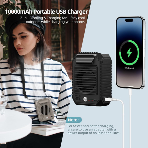 Civpower Portable Waist Clip Fan, 10000Mah Battery Personal HandsFree Belt Fan, 3 Speeds, Body Fan For Outdoor Works, Farm