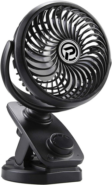 F170 Clip On Fan Auto Rotation Personal Fan 5000 Mah Battery Operated Fan, Usb Desk Fan Stepless Speeds Control, Powerful Airflow