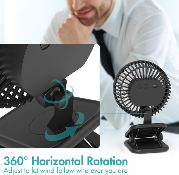 Comlife 6Inch Clip On Fan,10000Mah Battery Operated With Max 53H Work Hours For Power Outage, 4 Speeds, Fast Air Circulation