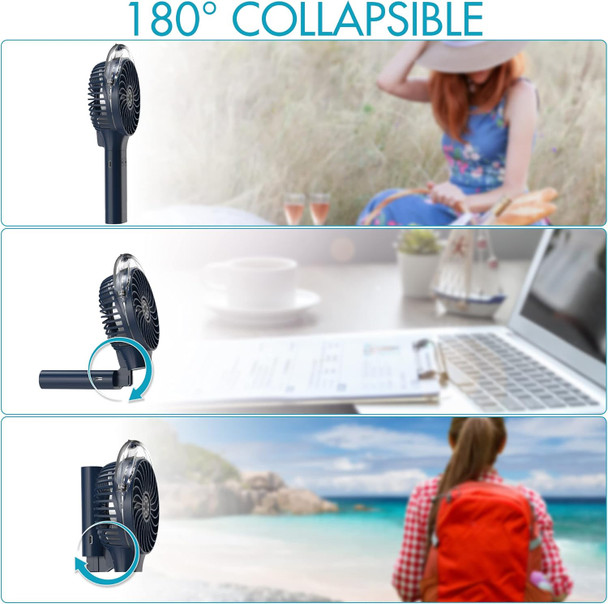 Comlife Portable Handheld Misting Fan, 3000Mah Rechargeable Battery Operated Spray Water Mist Fan, Foldable Mini Personal Fan
