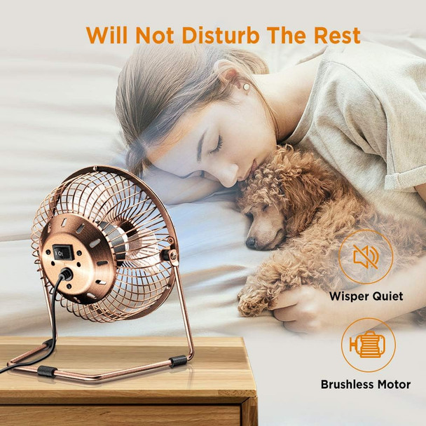 Easyacc 6 Inch Usb Desk Fan, 360°Rotation Small And Quiet,Powerful Portable Strong Airflow,Mini Metal Personal Cooling Fan