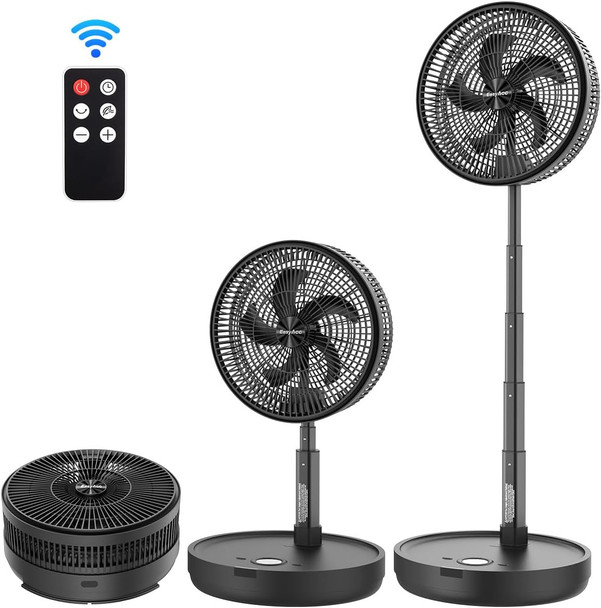 Easyacc 12'' Quiet Fans For Bedroom, Oscillating Standing Fan, 10000Mah Remote Control Foldable Rechargeable Fan For Home