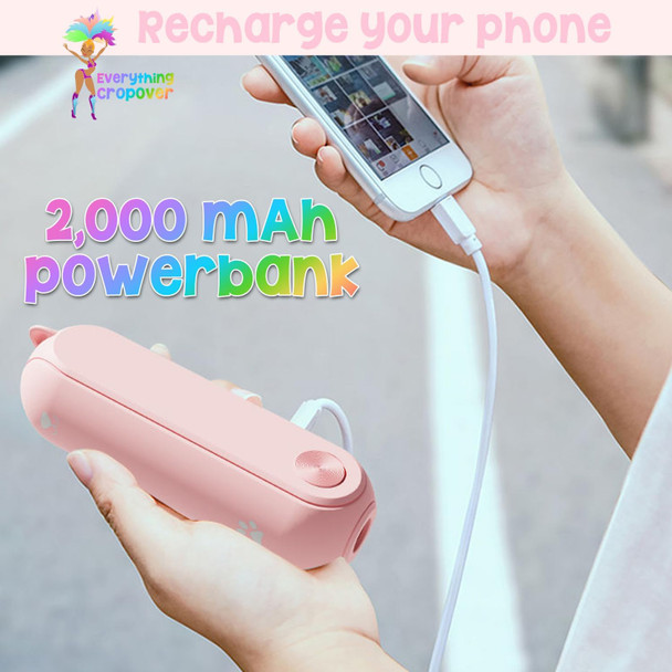 Handheld Mini Fan  Portable Small Foldable Fan  Phone Charger 2000 Mah Powerbank  2 Speeds Quiet Folding Pocket Fan  Pink