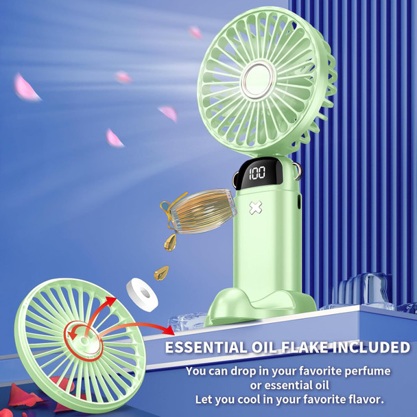 Portable Handheld Fan Rechargeable, Mini Hand Held Personal Fan 4000Mah Battery Operated Desk Fan With Base, Led Display,5 Speeds