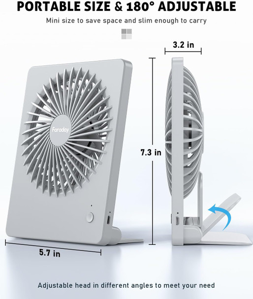 Small Table Fans Rechargeable Portable 180°Tilt Folding Desk Fans Battery Operated Personal Fan Ultra Quiet For Home Bedroom