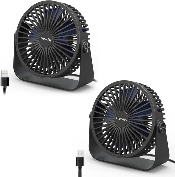 Usb Desk Fans 5 Inches 2 Pack Portable Table Fans 360° Head Rotation Small Personal Desktop Fan For Home Office, 3 Speeds