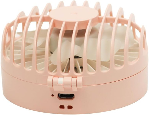 Compact Mini Fan Mirror Handheld Portable Usb Rechargeable Adjustable Speed Fan For Eyelash Extensions Makeup Travel Powder Pink