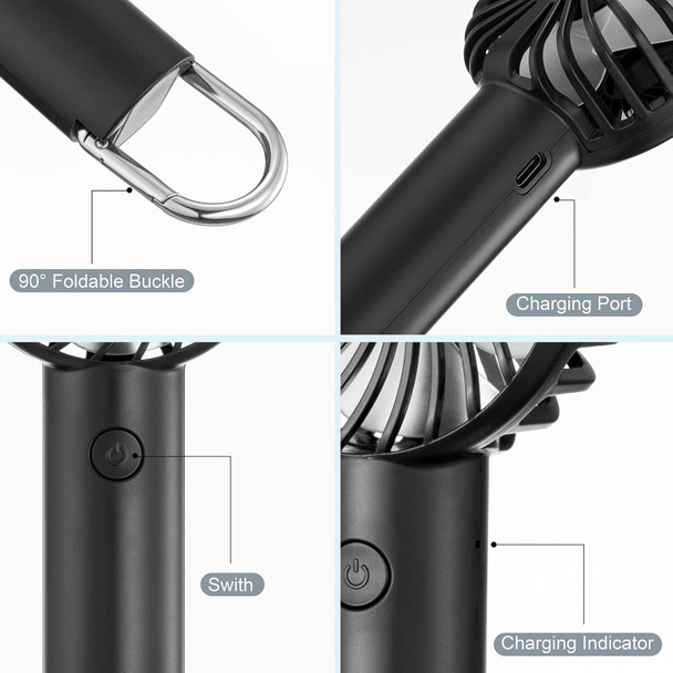 Portable Handheld Fan, 2200 Mah Usb Rechargeable Personal Fan, Battery Operated Small Fan With 3 Speeds For Outdoor Indoor Travel
