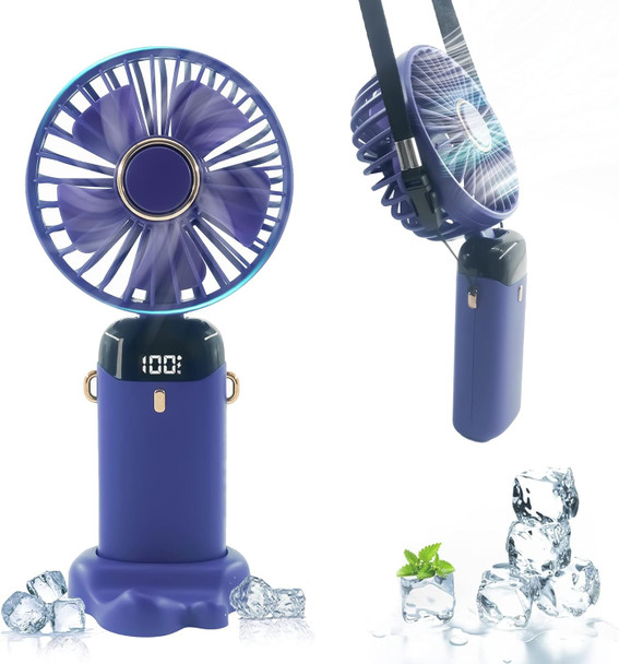 Handheld Fan,Portable Fan,5000Mah1120 Work Hours],Handheld Fan Rechargeable,90°Direction Adjustable,Led Display,5 Speed For Home