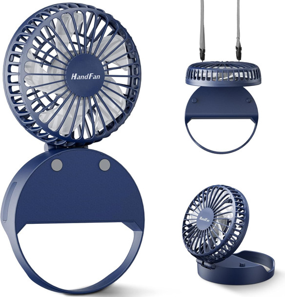 Handfan Portable Necklace Fan, Rechargeable Mini Personal Neck Fan, Hands Free Battery Operated Wearable Fan For Travel Outdoor