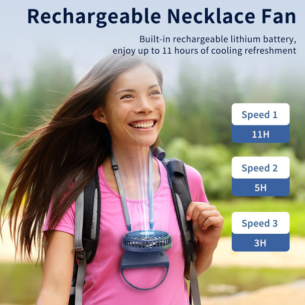 Handfan Portable Necklace Fan, Rechargeable Mini Personal Neck Fan, Hands Free Battery Operated Wearable Fan For Travel Outdoor