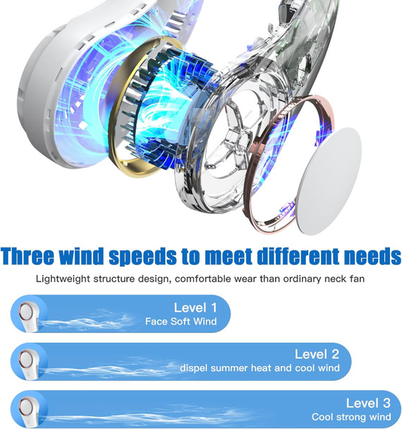 Neck Fan Portable Rechargeable, Personal Cooling Wearable Fan, HandsFree Bladeless Fan, 78 Air Outlets, Low Noise, 3Speed Adjust Neck Fan Portable Rechargeable, Personal Cooling Wearable Fan, HandsFree Bladeless Fan, 78 Air Outlets, Low Noise, 3Speed Adjust