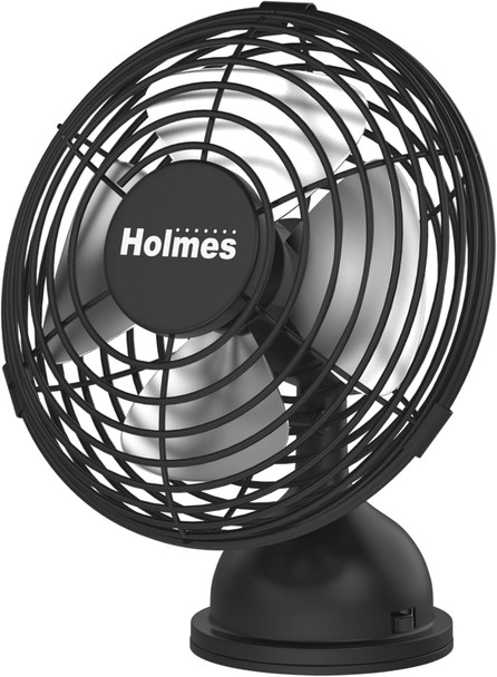 Holmes 4 Mini Heritage Desk Fan, UsbPowered, Single Speed, 4 Blades, Adjustable 100° Head Tilt, Metal Construction, Ideal