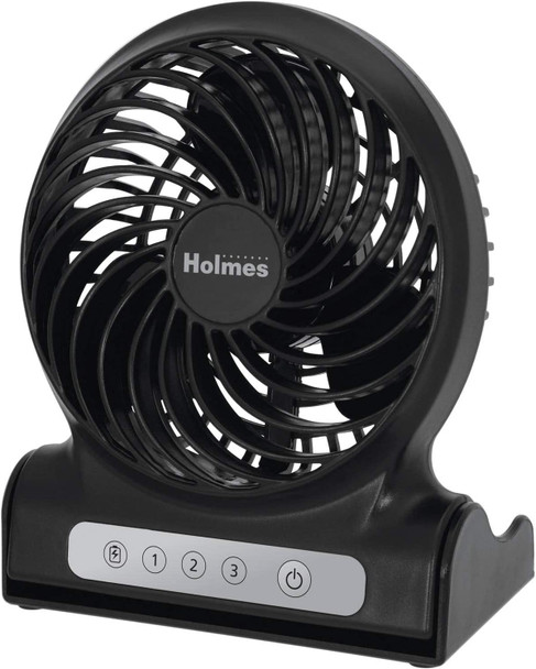 Holmes 4 Personal Fan Rechargeable Battery Operated  Black Holmes 4 Personal Fan Rechargeable Battery Operated  Black