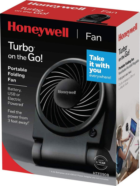 Honeywell Htf090B Turbo On The Go Personal Fan, Black  Small, Portable Fan