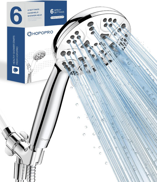 6Mode High Pressure Handheld Shower Head Set, Consumer Reports Recommended Hopopro High Flow Hand Held Showerhead With 59 Inch