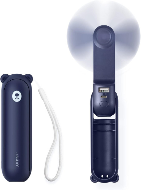 Jisulife 3 In 1 Handheld Fan, Mini Hand Fan, Portable Small Pocket Fan, Usb Rechargeable Fan 1421 Working Hours] With Power Bank