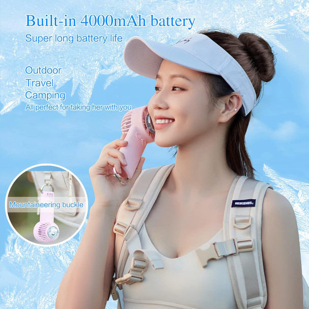 Mini Handheld Fan Portable Small Personal Hand Fan 3 Speed Usb Or Battery Powered With Cold Compress Function, Led Light, Hiking