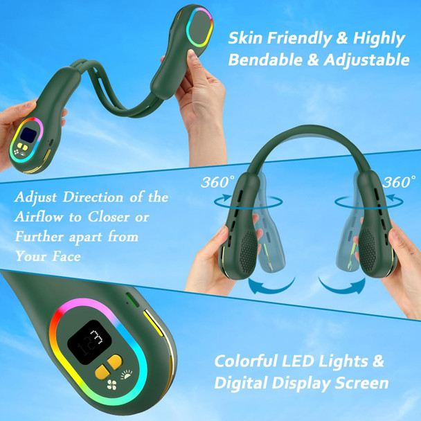 Neck Fan Portable, Rechargeable Wearable Fan, Personal Fans For Your Neck, Adjustable Air Direction Width, Flexible Cooling Fan Neck Fan Portable, Rechargeable Wearable Fan, Personal Fans For Your Neck, Adjustable Air Direction Width, Flexible Cooling Fan