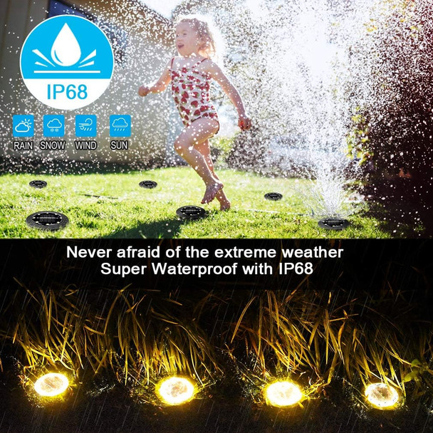 Solar Powered Ground Lights 8 Pack,Ip68 Waterproof Outdoor Led Disk Lights For Garden,NonSlip Landscape Path Lighting For Patio