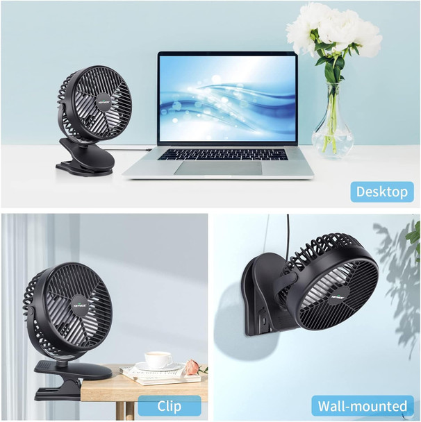 Keynice Usb Desk Fan, 4 Inch Small Clip Fan, 3 Speeds Personal Table Fans With Sturdy Clamp, Strong Airflow Fans For Bedroom, 360