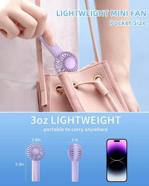 Mini Portable Fan, Small Handheld Fan With 3 Speeds, Small Hand Fan Usb Rechargeable, Personal Fan Battery Operate For Outdoor
