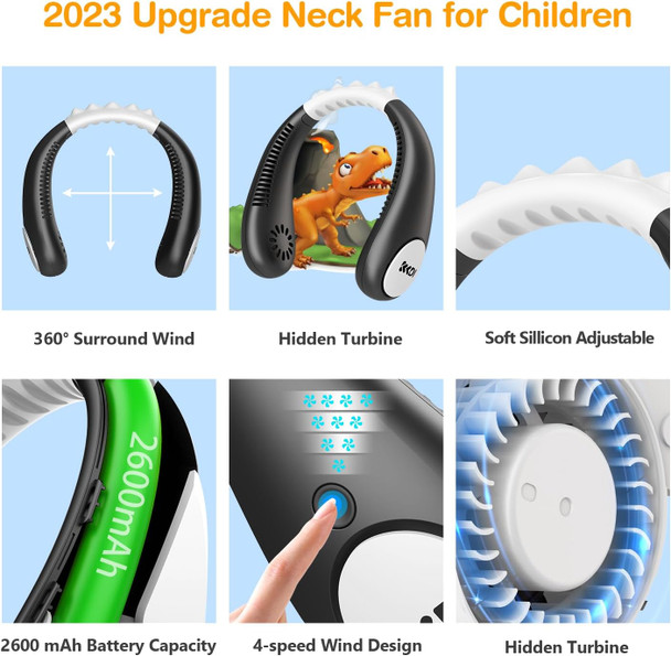 Kids Neck Fan, Portable Bladeless Fan For Kid 414Y Girls Boys, 2600Mah Usb Personal Mini Fan Cooling Fan For Travel/Camping/Study Kids Neck Fan, Portable Bladeless Fan For Kid 414Y Girls Boys, 2600Mah Usb Personal Mini Fan Cooling Fan For Travel/Camping/Study