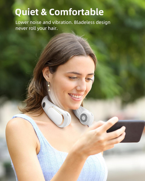 Koonie Neck Fan Rechargeable 5 Speeds, Portable Personal Fan, Hands Free Bladeless Fan, Battery Operated Wearable Fan Adjustable Koonie Neck Fan Rechargeable 5 Speeds, Portable Personal Fan, Hands Free Bladeless Fan, Battery Operated Wearable Fan Adjustable