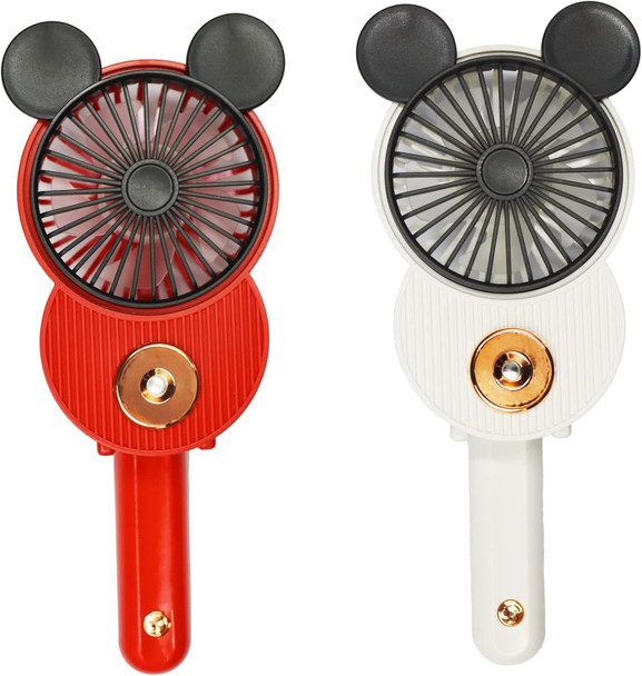 Cute Mickey Misting Mini Fan, Handheld Portable Usb Rechargeable Fan With 3 Adjustable Speeds, Foldable Personal Fan For Travel
