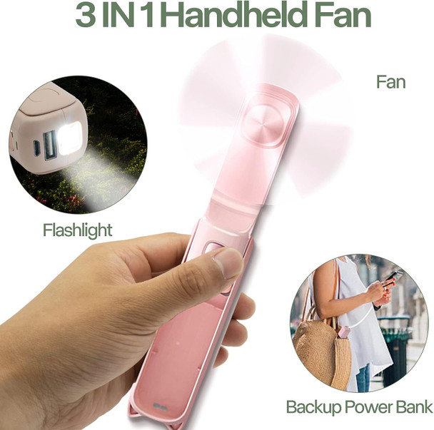 Handheld Portable Fan, Foldable 3 In 1 Fan With Usb Rechargeable Battery Operated 1224 Hours Working Time, Personal Quiet Fan Handheld Portable Fan, Foldable 3 In 1 Fan With Usb Rechargeable Battery Operated 1224 Hours Working Time, Personal Quiet Fan
