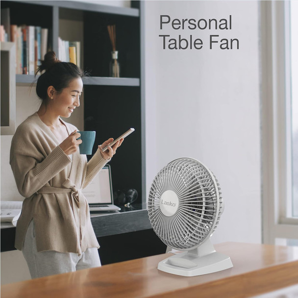 Lasko 2002W Personal Fan, 6Inch, White, 2002
