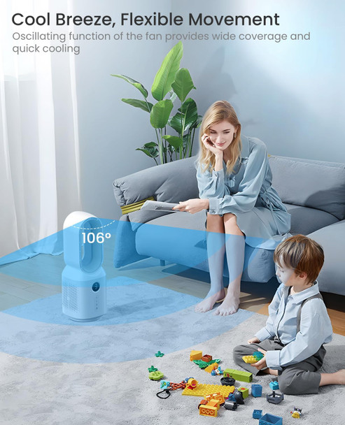 Let'Me Desk Fan, 106° Oscillating Fan For Indoors,Bladeless Fan With 3 Speeds, Small Office Fan With Led Light, 13 Inch Personal Let'Me Desk Fan, 106° Oscillating Fan For Indoors,Bladeless Fan With 3 Speeds, Small Office Fan With Led Light, 13 Inch Personal