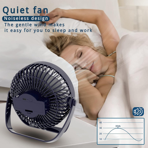 Desk Fan,Battery Operated Fan,Portable Table Fan,6Inch Foldable Travel Fan,2000Mah Desktop Fan,Three Wind Speeds, Extremely Quiet