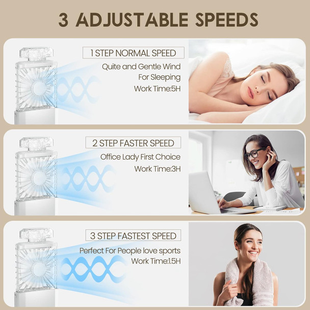 Handheld Fan With Crystal Stones, Mini Personal Fan Quiet Retractable, Cooling Portable Fan Rechargeable 3 Speeds Mode, Lady