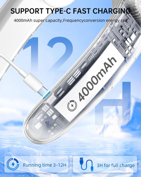 Neck Fan,Portable Ultrathin Bladeless Neck Fan,4000Mah Rechargeable Battery Powered,3 Speeds Adjustable,Relaxed Without Feeling Neck Fan,Portable Ultrathin Bladeless Neck Fan,4000Mah Rechargeable Battery Powered,3 Speeds Adjustable,Relaxed Without Feeling